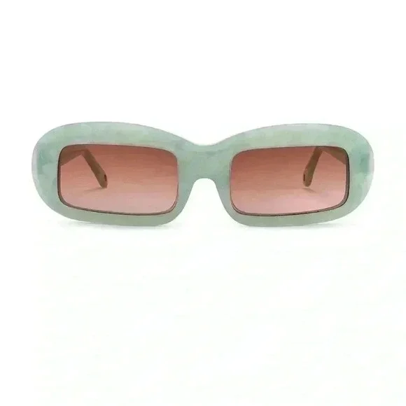 NIB Cult Gaia Terra Rectangular Frame Sunglasses Surf Green - Picture 2 of 5